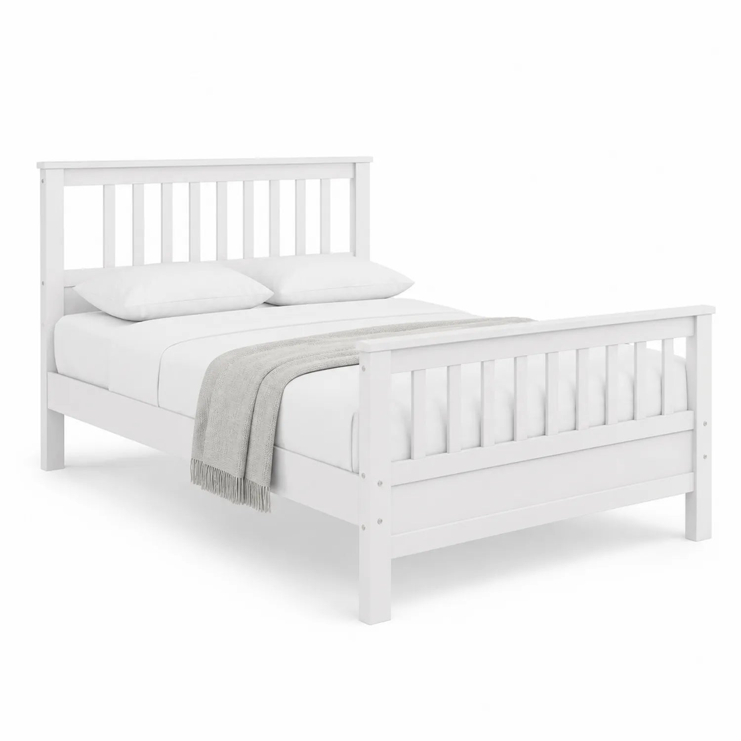 Cama doble de madera blanca 200x160 cm