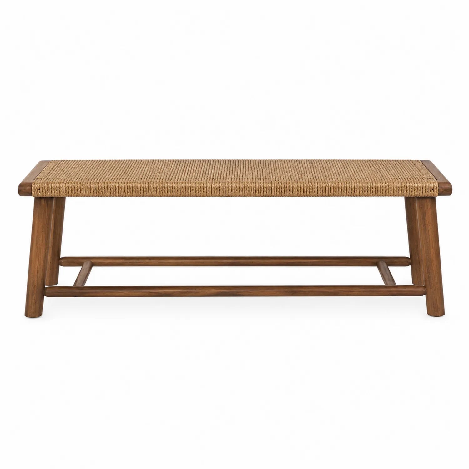 Banco de Madera de Teca con Asiento de Cuerda Trenzada, 120x40x40 cm