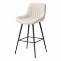 Taburete de poliéster beige con estructura de metal negro