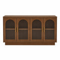 Aparador de madera con puertas de vidrio acanalado y tiradores dorados 180 cm