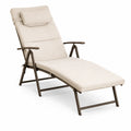 Tumbona Plegable de Exterior con Reposacabezas Ajustable Beige 182x56x104 cm