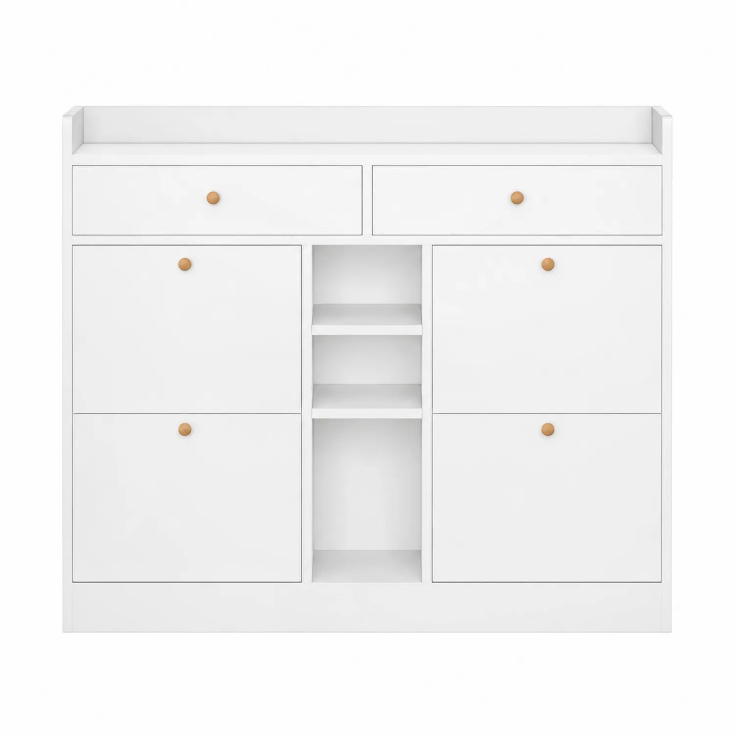 Armario organizador de zapatos blanco de madera con puertas y cajones 80x100x30 cm