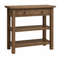 Mesa consola de madera con cajón y estantes, marrón, 80x30x75 cm