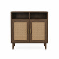 Aparador de madera con puertas de ratán 80x40x90cm