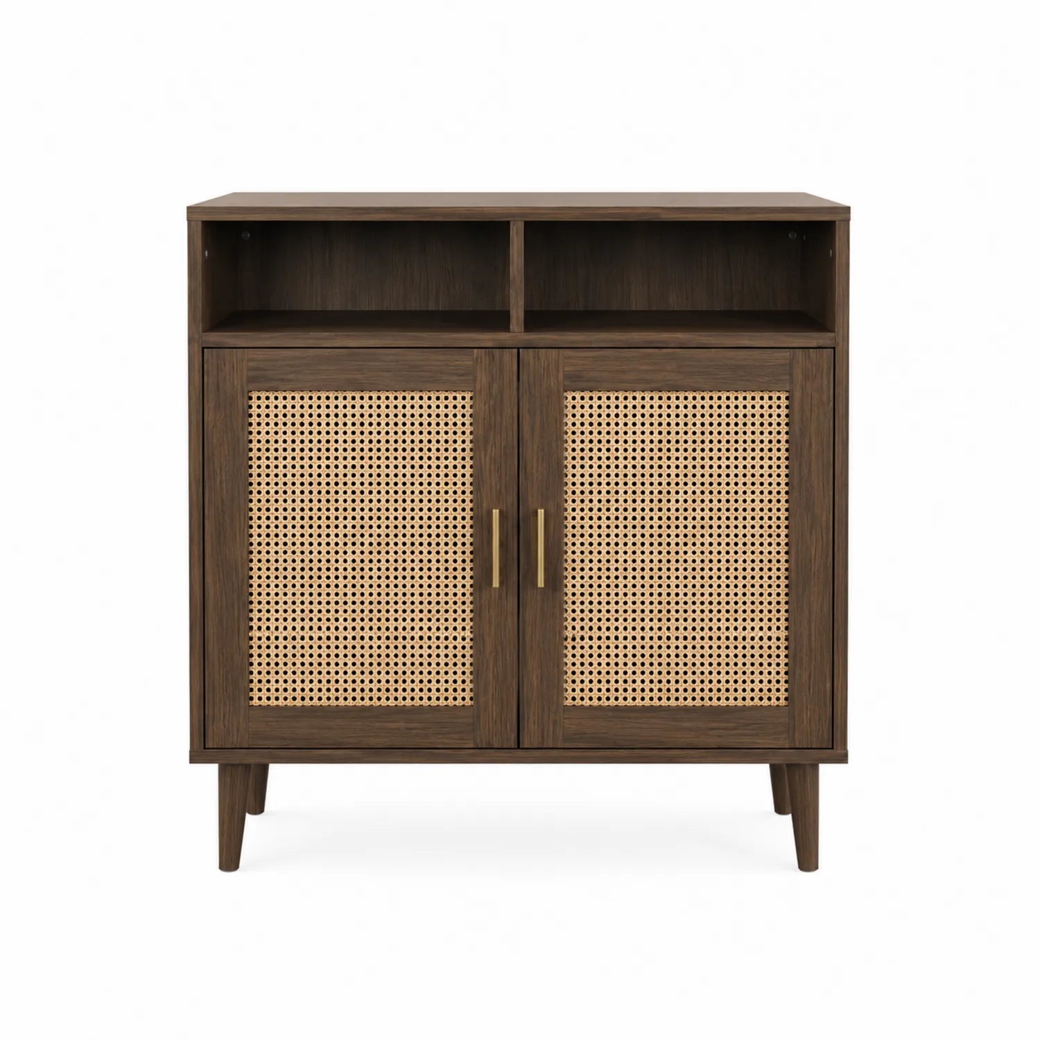 Aparador de madera con puertas de ratán 80x40x90cm