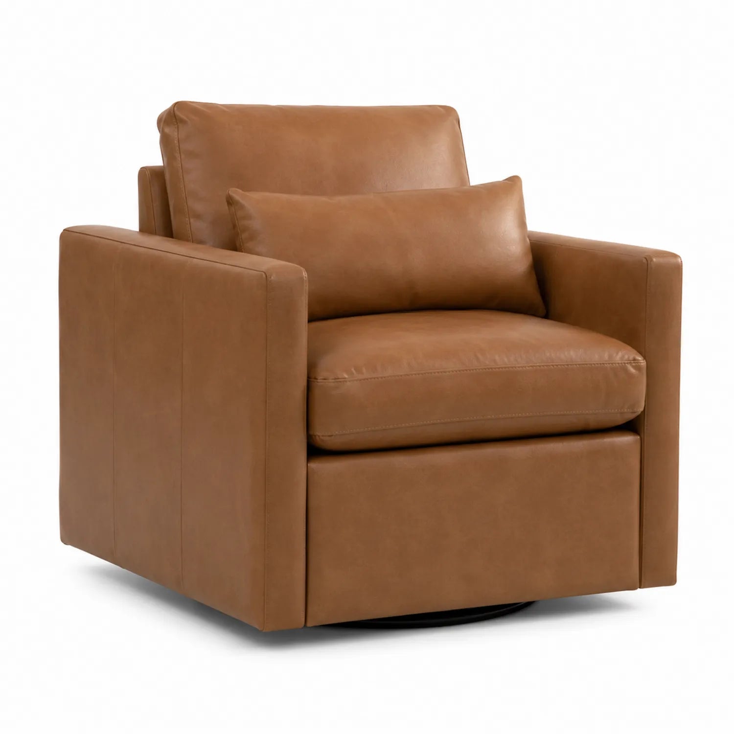 Sillón de cuero sintético marrón con giro 360°