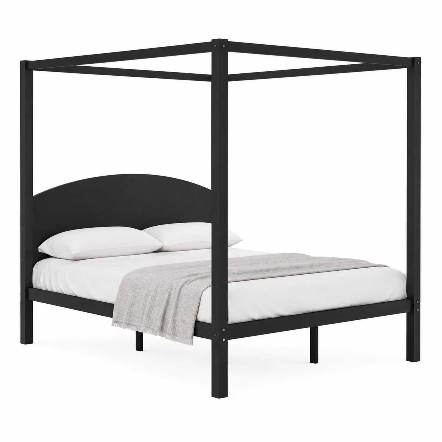 Cama con dosel de metal negro 200x180 cm