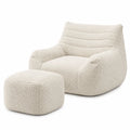 Sillón de lana sintética con reposapiés Beige