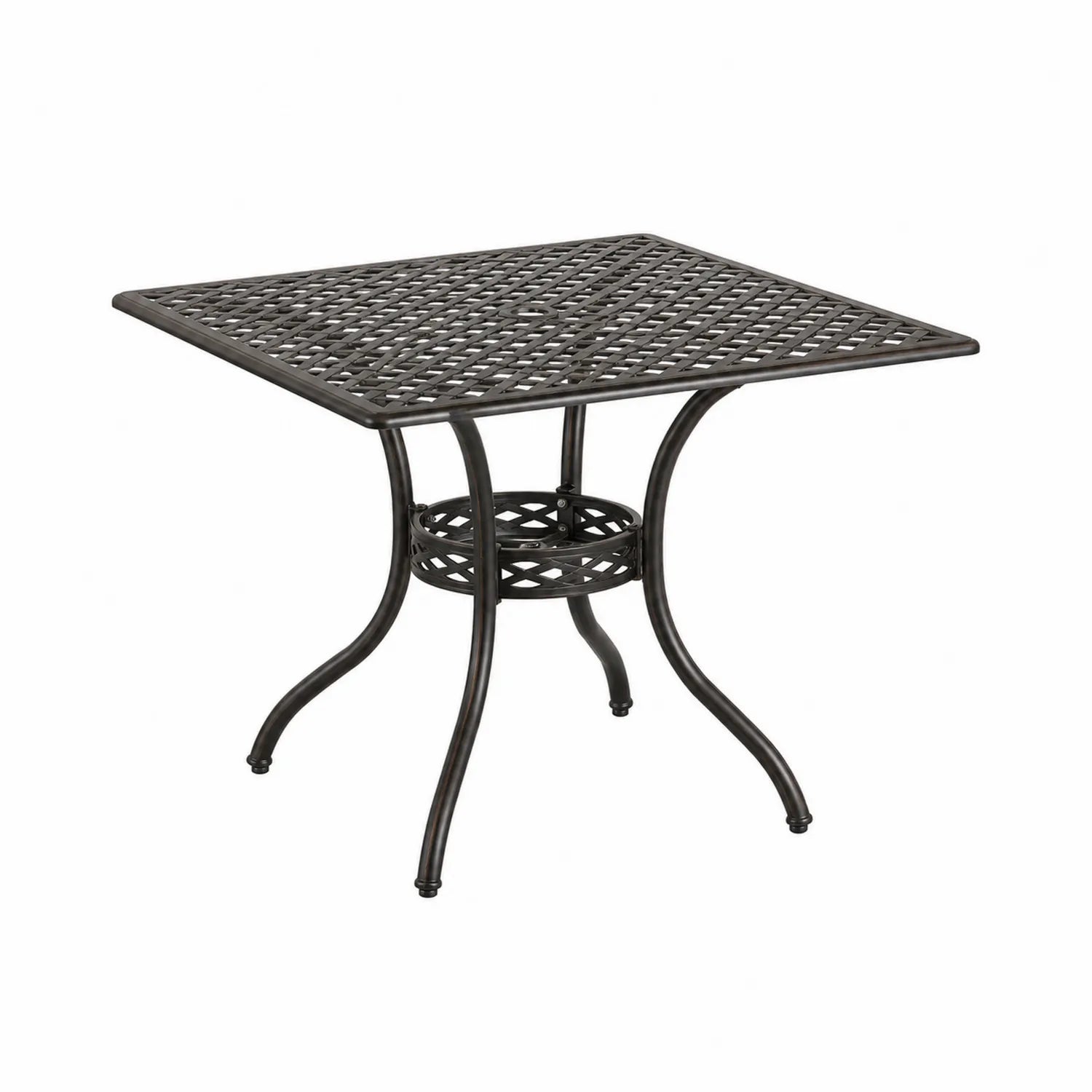 Mesa de comedor de aluminio exterior negra 90x90x72 cm