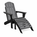 Silla Adirondack de Madera Plástica Negra con Reposapiés
