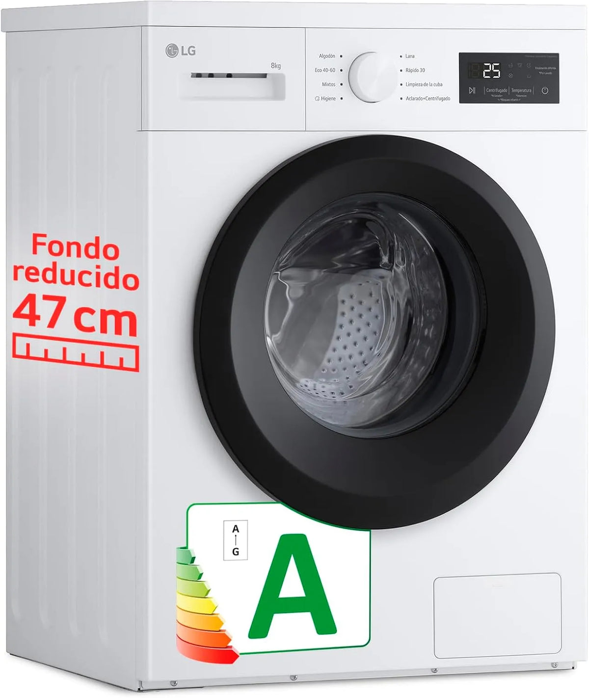 LG 8 kg 1400 rpm máquina de lavar roupa, carregamento frontal, Programas rápidos, Série 100, Branco