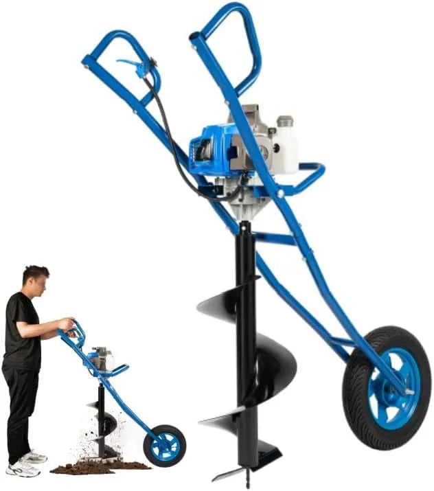 Taozhiyy Tara térmica 2 curso 63cc, 2.2 kW, rodas incluídas, pavios 300 mm, impulso manual, tanque 1.3 L, ideal para cercas