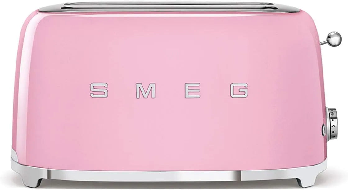 Smeg 4 fatias torradeira, design retro, descongelamento e funções bagel, 1500 W, rosa