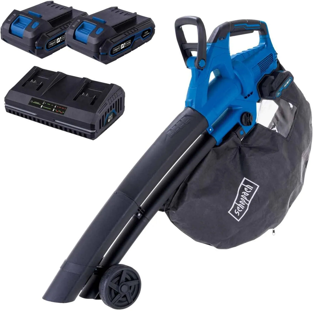 Scheppach BC-BLV720-X Sucção e sucção sem fios, 4 em 1,720 m³/h, 210 km/h, Bateria 20 V