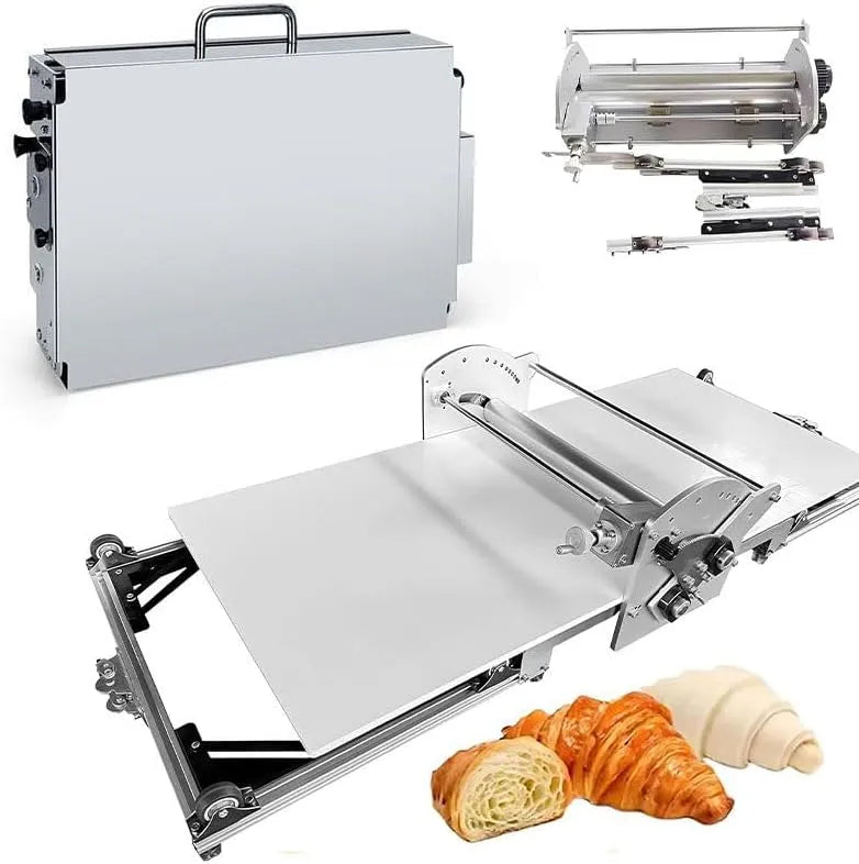 Mcamgiczin Máquina de massas elétricas de aço inoxidável - espessura ajustável 2-30 mm, compacto, perfeito para pizzas e Viena
