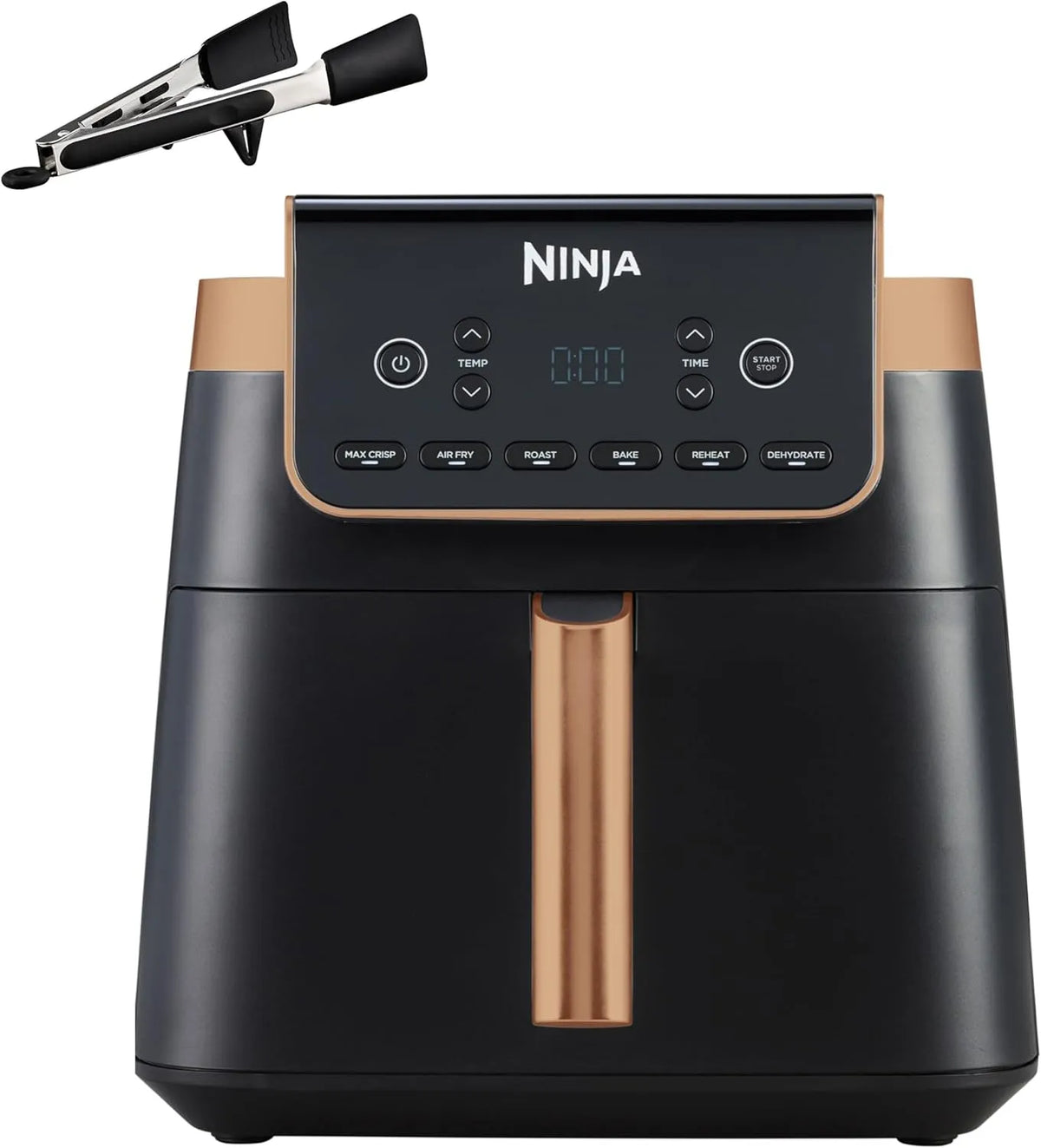 Máquina de fritar de ar NINJA MAX PRO 6.2 L, Cozinha familiar multifuncional, cesta anti-aderente, Lavadora de pratos lavável, Preto cor / cobre