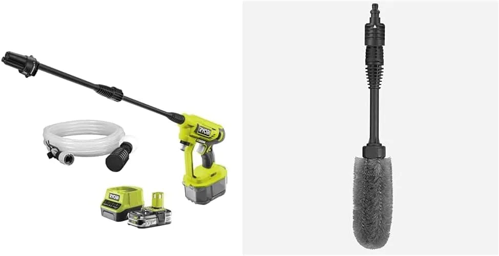 RYOBI - 18 V + 22 bar limpador sem fios de alta pressão - 182 L/h com bico 3-em-1 e escova de aro