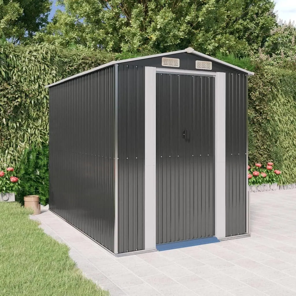 Keeushr Camarão em antracite de aço galvanizado com portas deslizantes e ventilação 192x274x223 cm