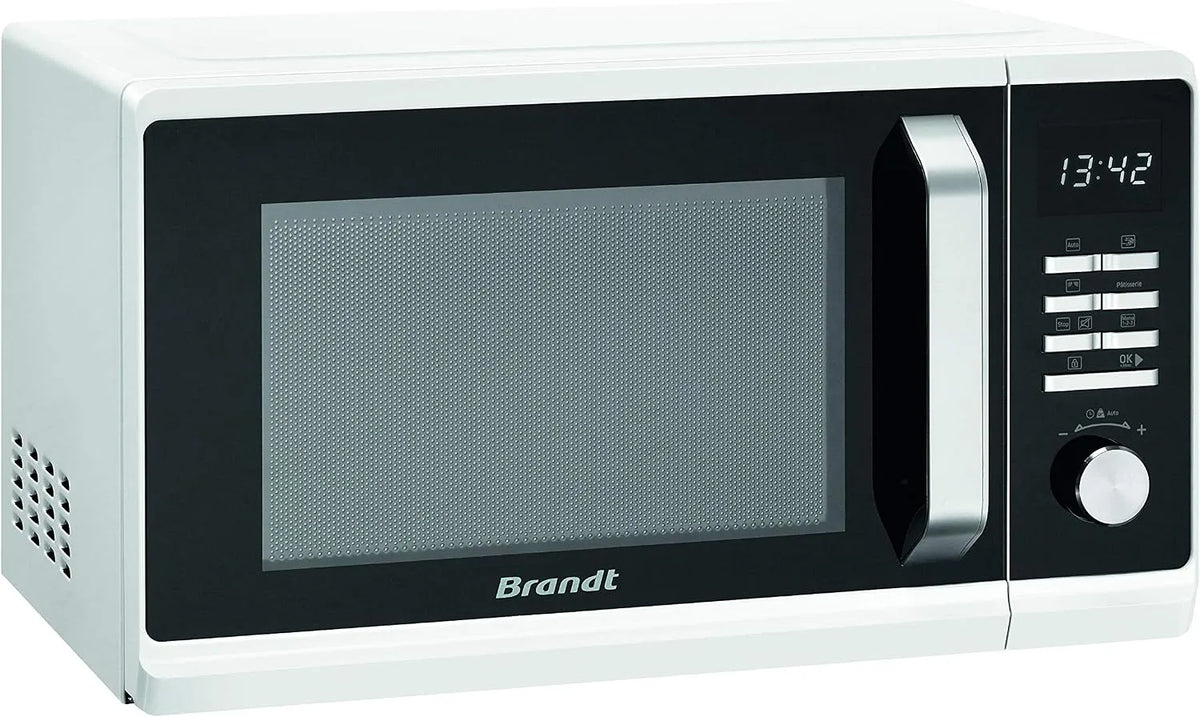 BRANDT 23 L Microondas, Aço inoxidável, Descongelação automática, 800 W, Branco / Preto