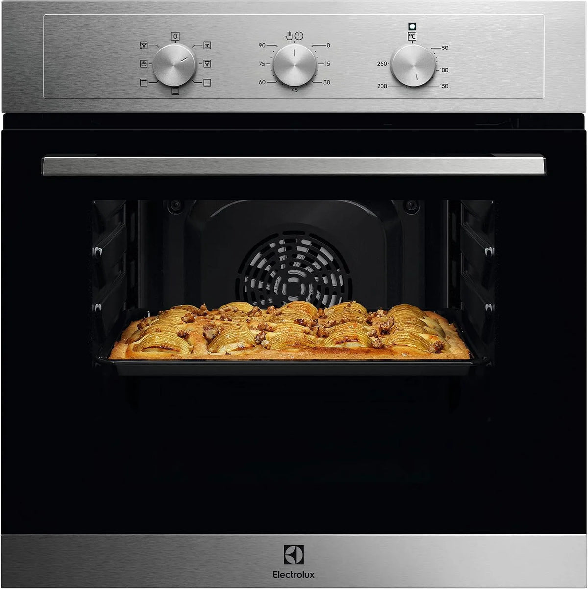 Forno multifunções de Electrolux com forno AquaClean, aço inoxidável, porta ventilada, anti-traço, 59 x 59,4 cm