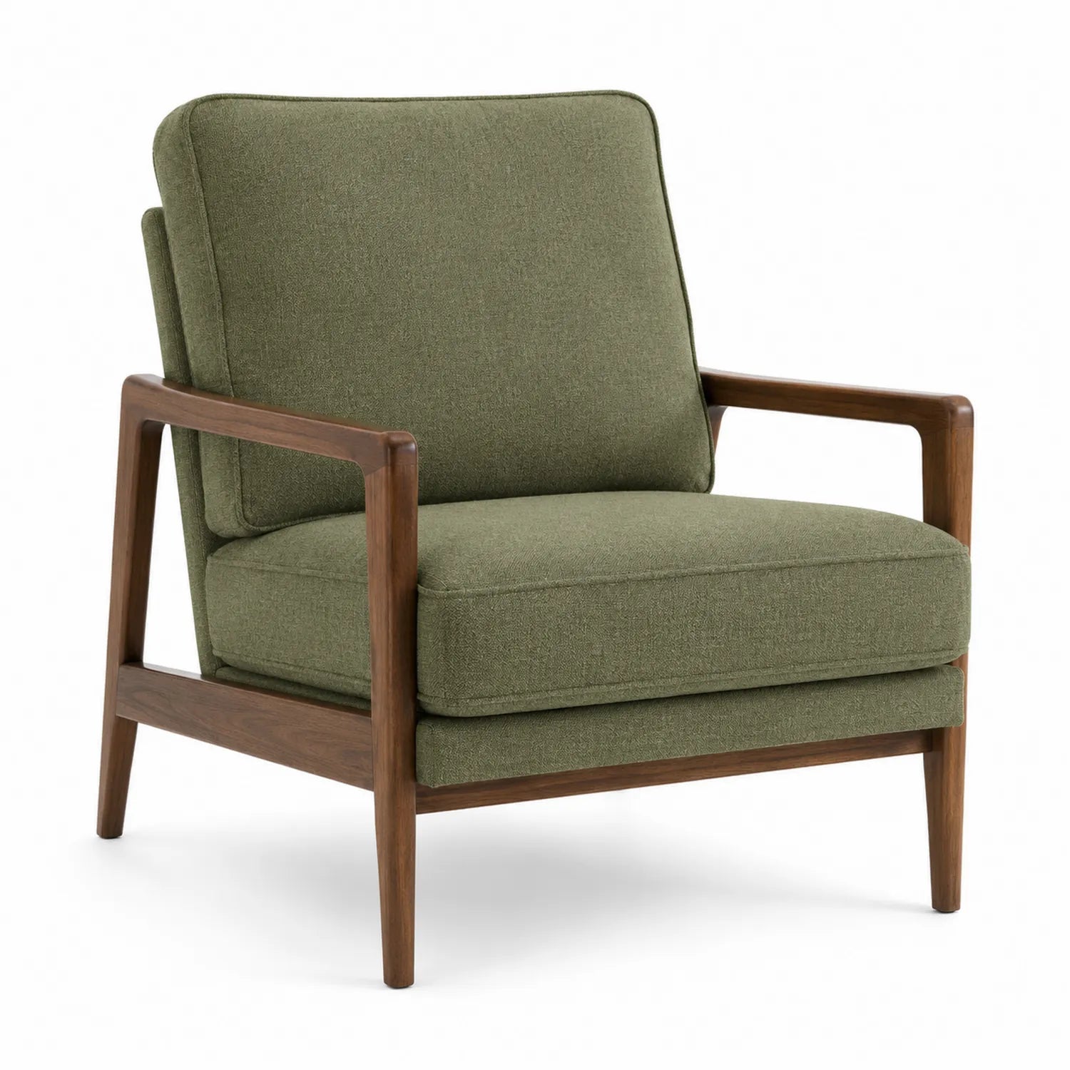 Silla de madera con tapicería de poliéster verde