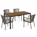 Conjunto de Mesa Exterior Madera y Metal 150x90 cm