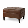 Banco rectangular de cuero sintético marrón 80x45x40 cm