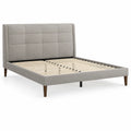 Cama tapizada en tela gris con cabecera acolchada 200x160 cm