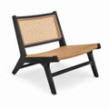 Silla de madera maciza y mimbre Negro/Natural 75x60x70 cm