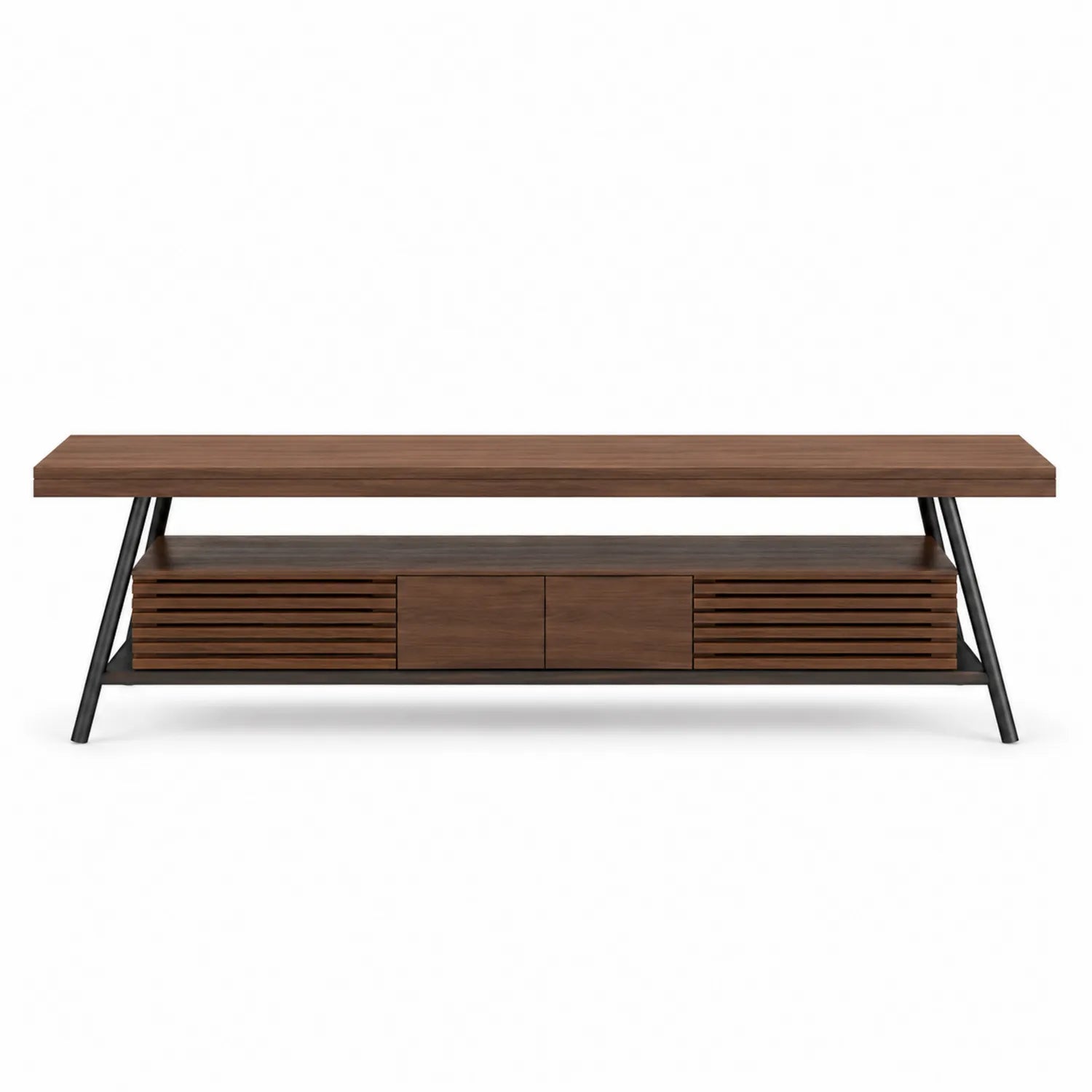 Mesa para TV madera y metal marrón 200x45x60 cm
