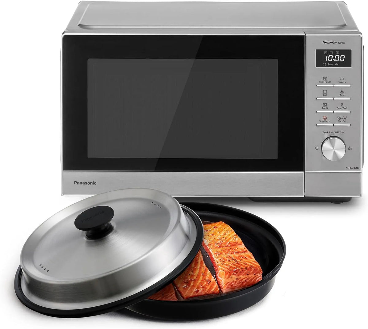 Panasonic churrasqueira 1000 W, 29 L, aço inoxidável, com vapor e descongelamento