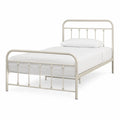 Cama individual de metal blanco marfil 200x90 cm