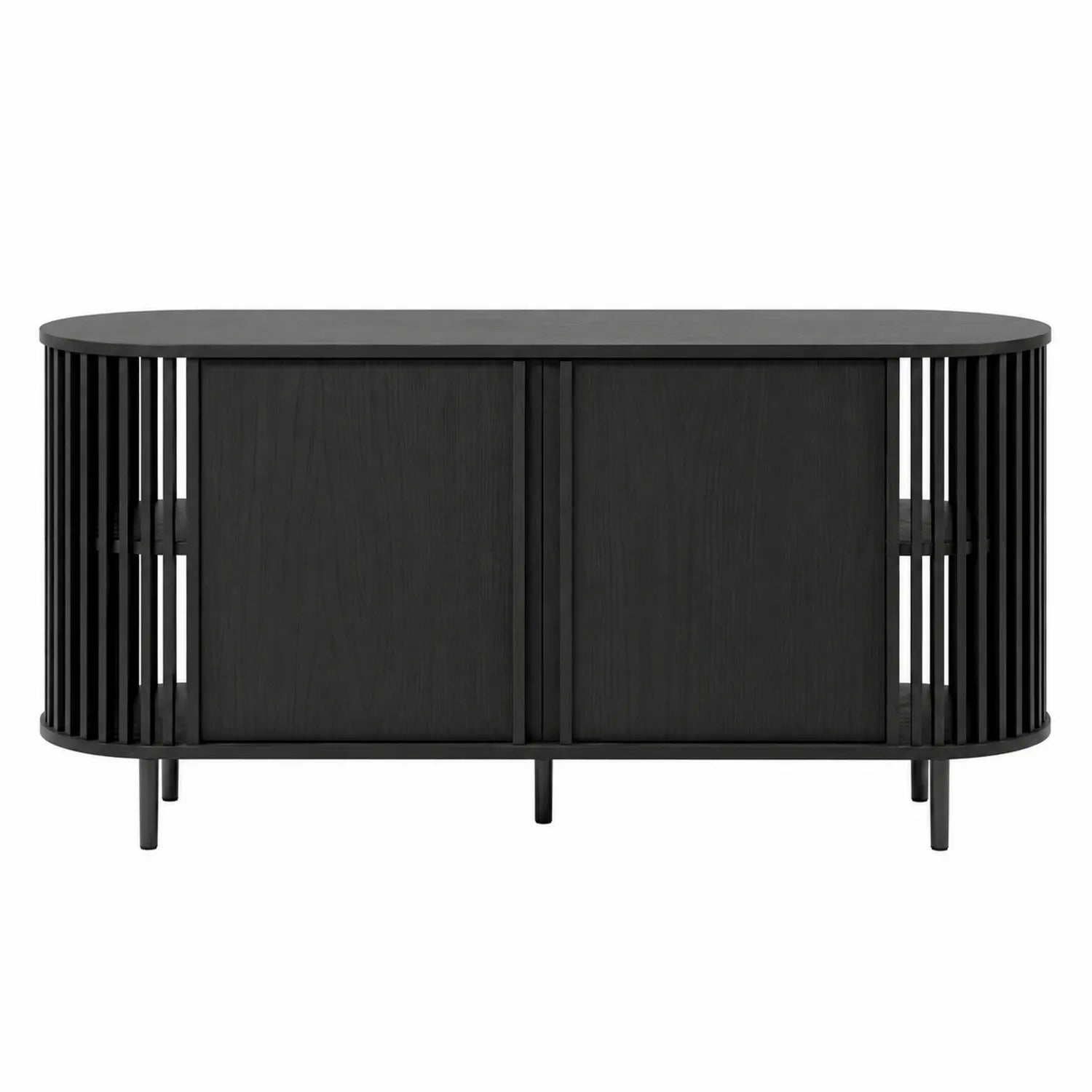 Aparador de Madera con Puertas Correderas Negro 150x45x75 cm