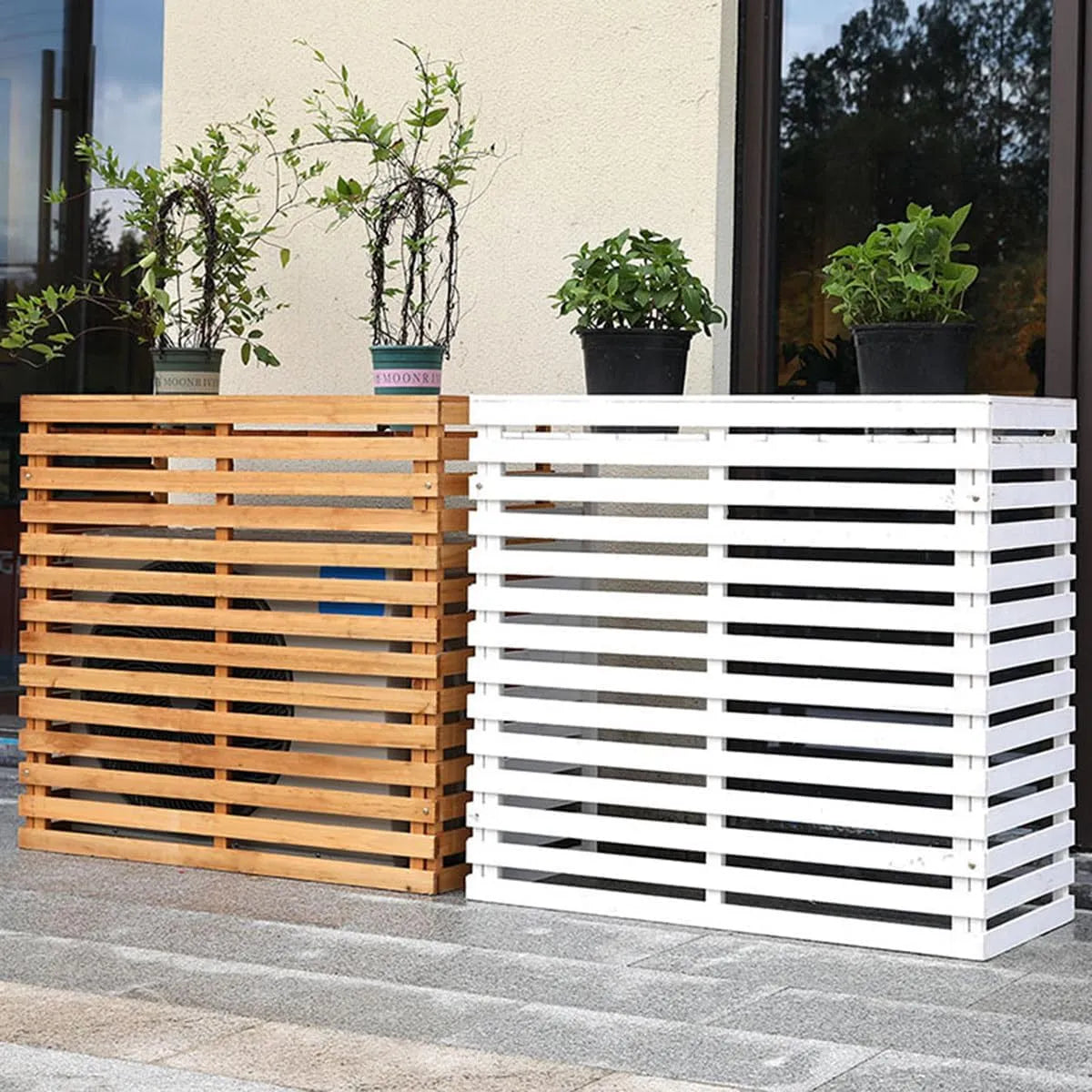 Générique Cofragem de madeira para ar condicionado exterior, proteção contra o tempo, apoio floral, Dimensões 105x45x95 cm