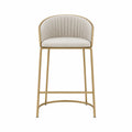 Taburete de bar con estructura metálica dorada y asiento de poliéster beige