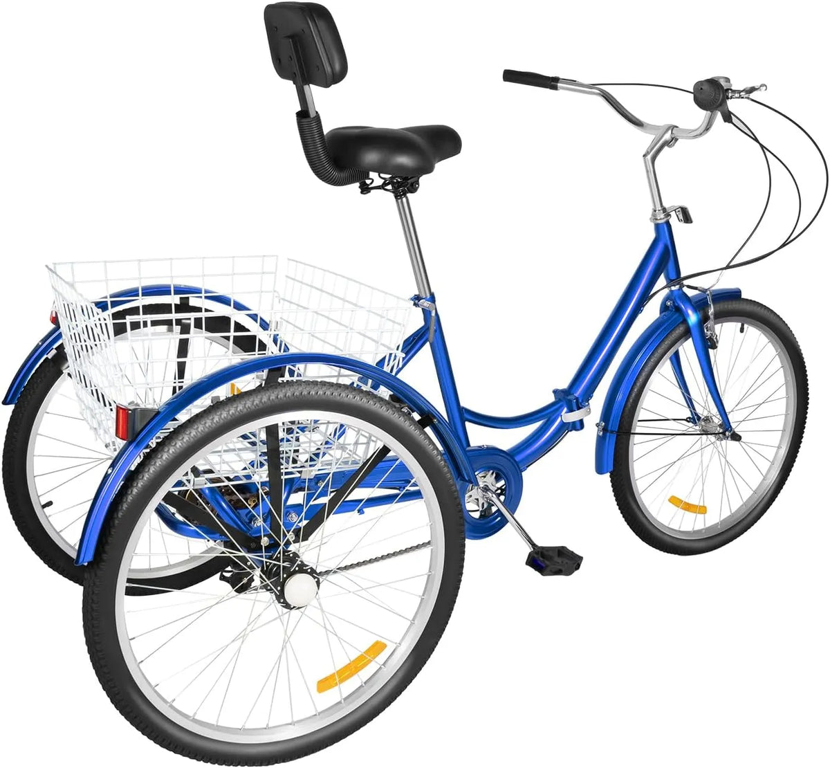 Poyujkyhr Triciclo de dobragem adulto 24'' 7 velocidade - Carga 120 kg - Bicicleta de trekking urbano - travões V e carrinho 25 kg
