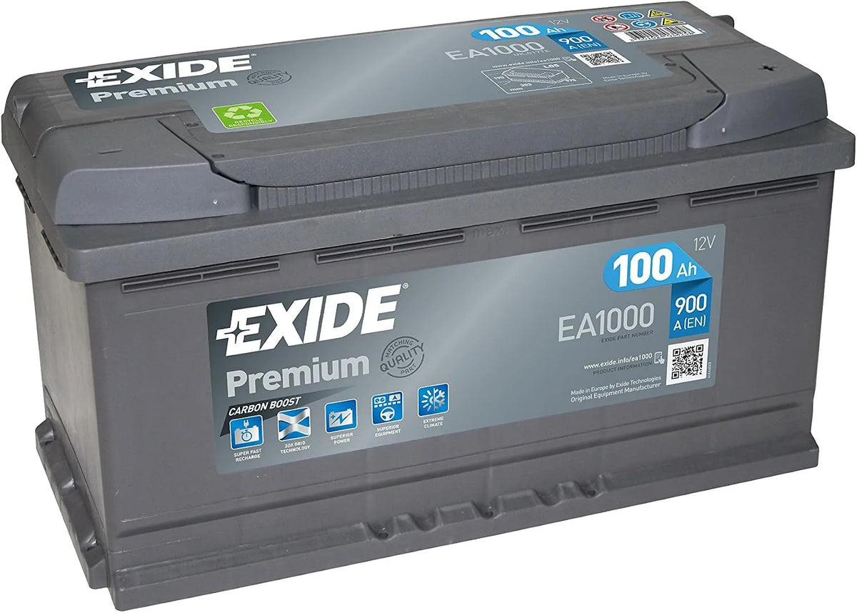 Exide Technologies Premium EXIDE 100Ah 900A Bateria de carro poderosa