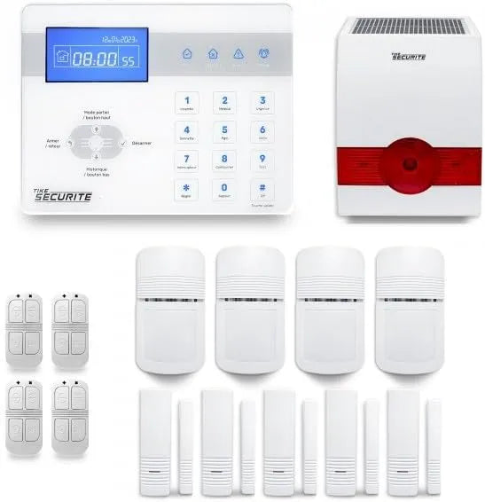 Tike securite Sistema de alarme sem fios 5 peças com sensores de movimento e sirene solar