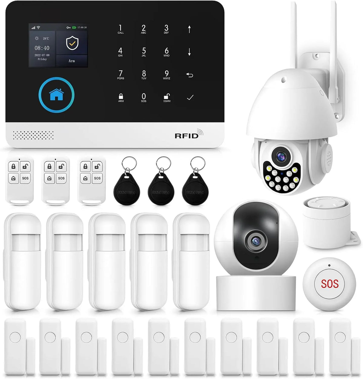 XNY Sistema de alarme Casa Wi-Fi Inteligente com câmeras Interior e exterior, Alexa compatível e Assistente do Google, Suporte 4 G
