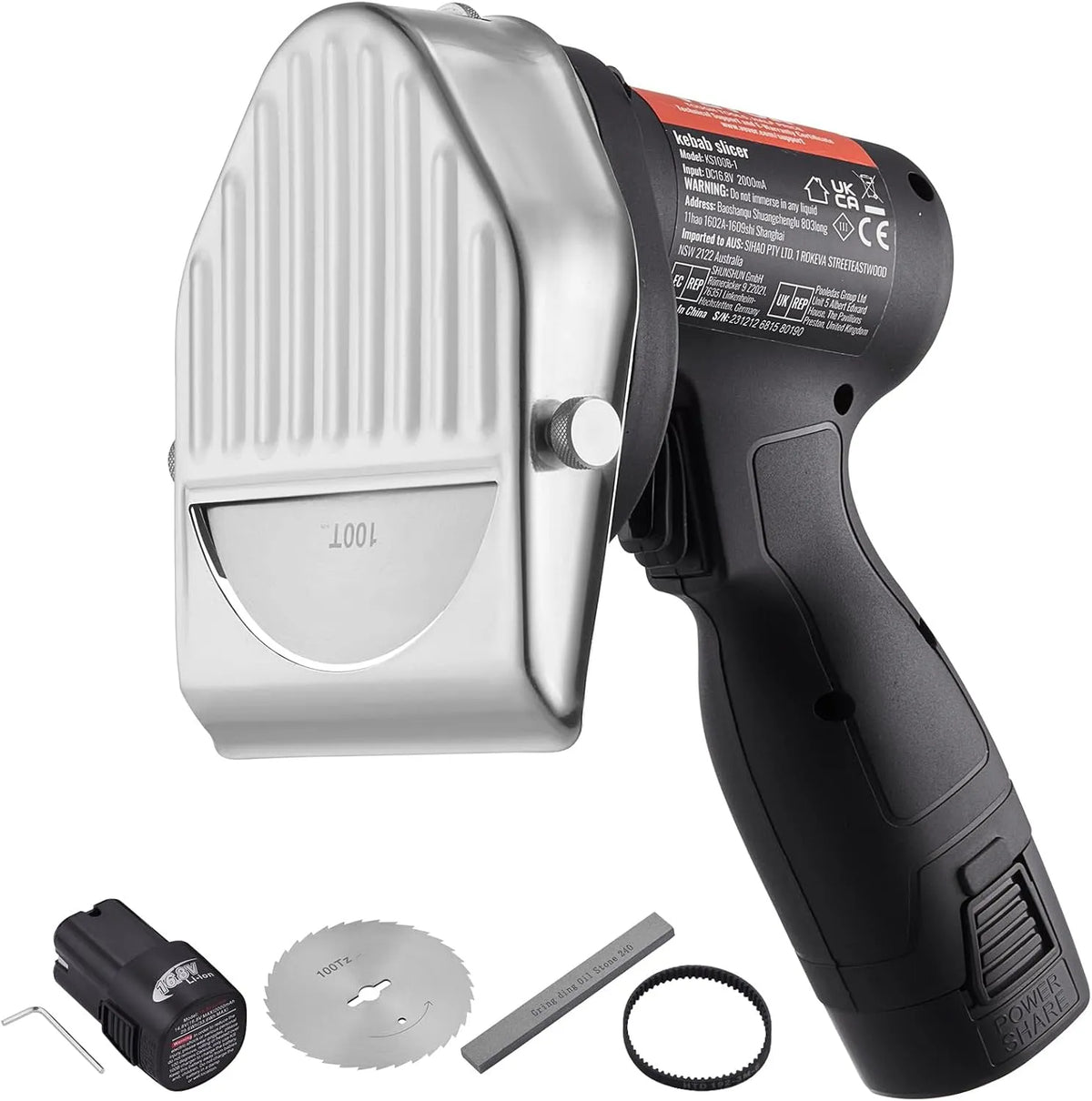 VEVOR Faca elétrica sem fios Kebab 80 W, faca de aço inoxidável profissional com bateria ajustável e lâminas, ideal para restaurantes e lanches