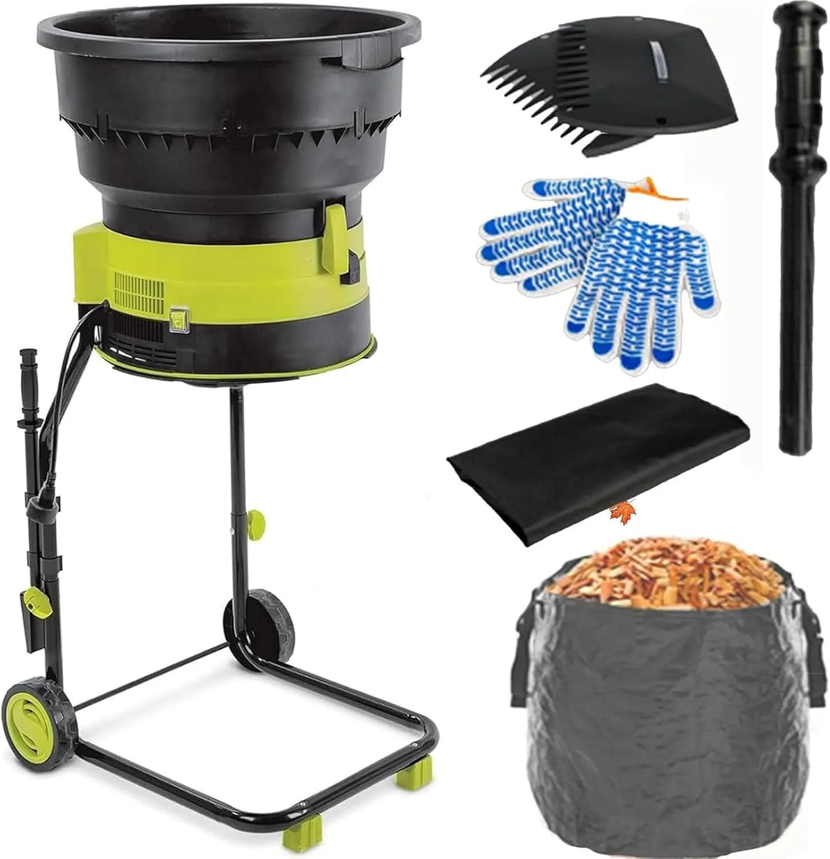WaaYb Moinho de folha elétrica 2500 W, 8000 RPM, com rodas e rake