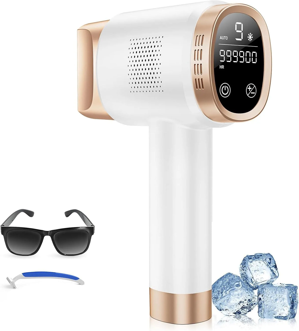 Beauris Depilador de Luz Pulsada com Refrigeração 8 °C, 9 Níveis, Luz Vermelha 600 nm, Ecrã LCD Tátil, adequado a o Corpo inteiro