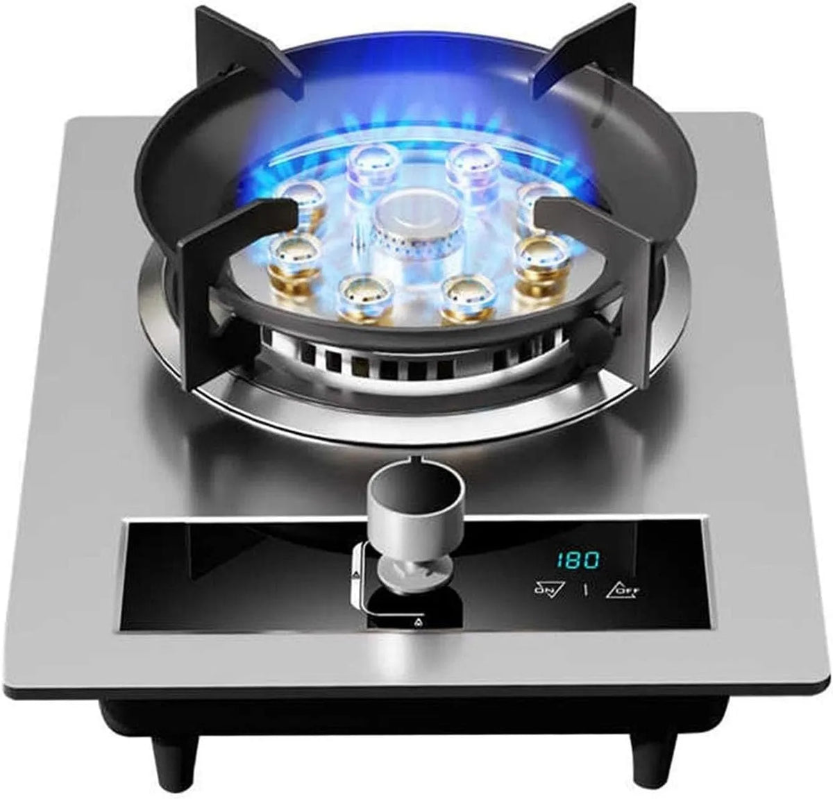 THEGA Interior de gás de rake 1 fogo 7.2 KW, placa de vidro autónoma com temporizador e segurança, ideal para casa e campismo (GPL)